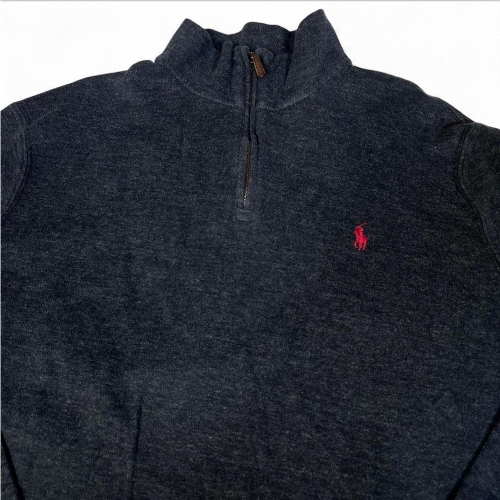 Polo‎ Ralph Lauren Estate Rib Pullover 1/4 Zip Flesh Pony Gray Mens L Sweater